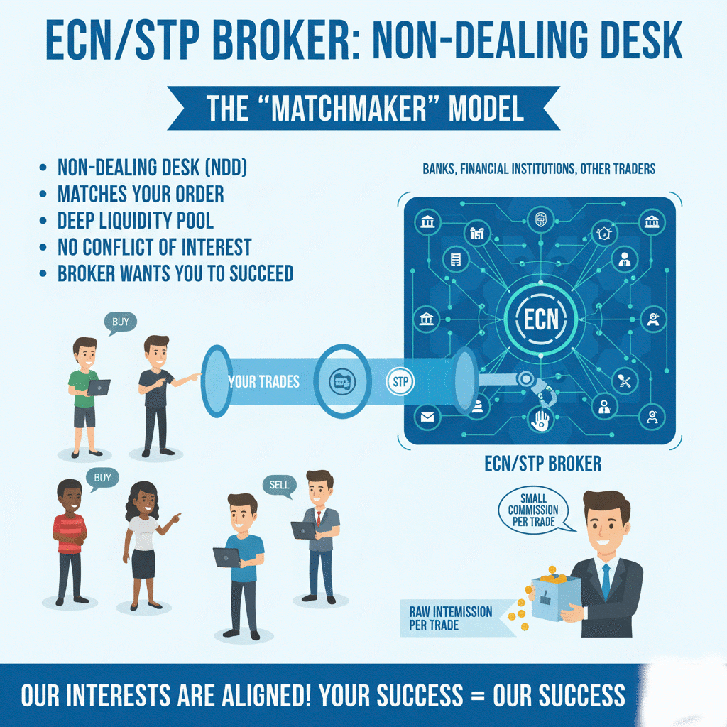 Illustration demonstrating ECN/STP forex brokers model