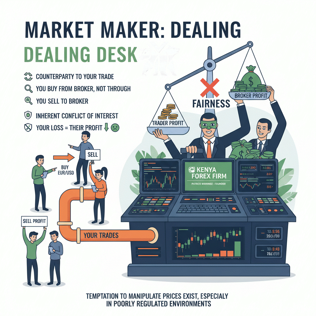 Illustration of how Market Maker forex brokers operate
